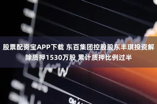 股票配资宝APP下载 东百集团控股股东丰琪投资解除质押1530万股 累计质押比例过半