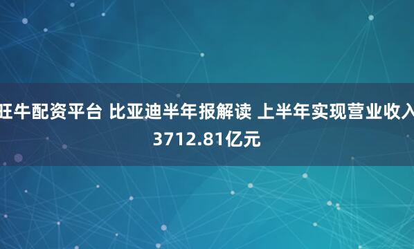 旺牛配资平台 比亚迪半年报解读 上半年实现营业收入3712.81亿元