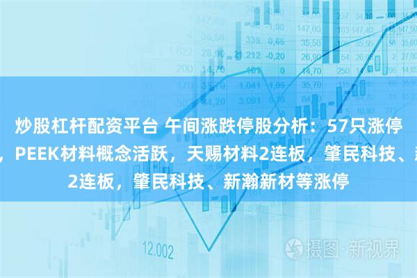 炒股杠杆配资平台 午间涨跌停股分析：57只涨停股、4只跌停股，PEEK材料概念活跃，天赐材料2连板，肇民科技、新瀚新材等涨停