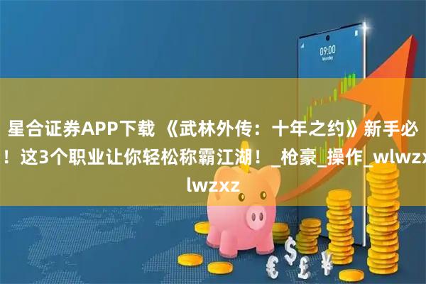 星合证券APP下载 《武林外传：十年之约》新手必看！这3个职业让你轻松称霸江湖！_枪豪_操作_wlwzxz