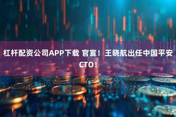 杠杆配资公司APP下载 官宣！王晓航出任中国平安CTO！