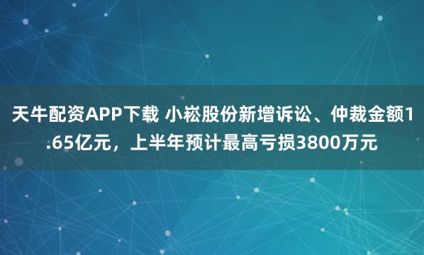 天牛配资APP下载 小崧股份新增诉讼、仲裁金额1.65亿元，上半年预计最高亏损3800万元